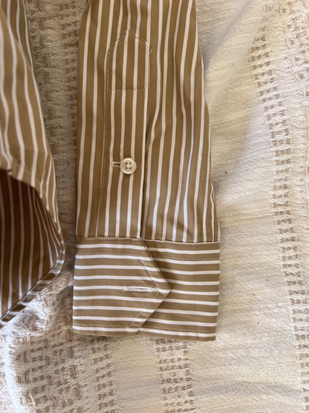 NWT Women’s Ralph Lauren Tan and White Striped Dress Shirt - Picture 3 of 7